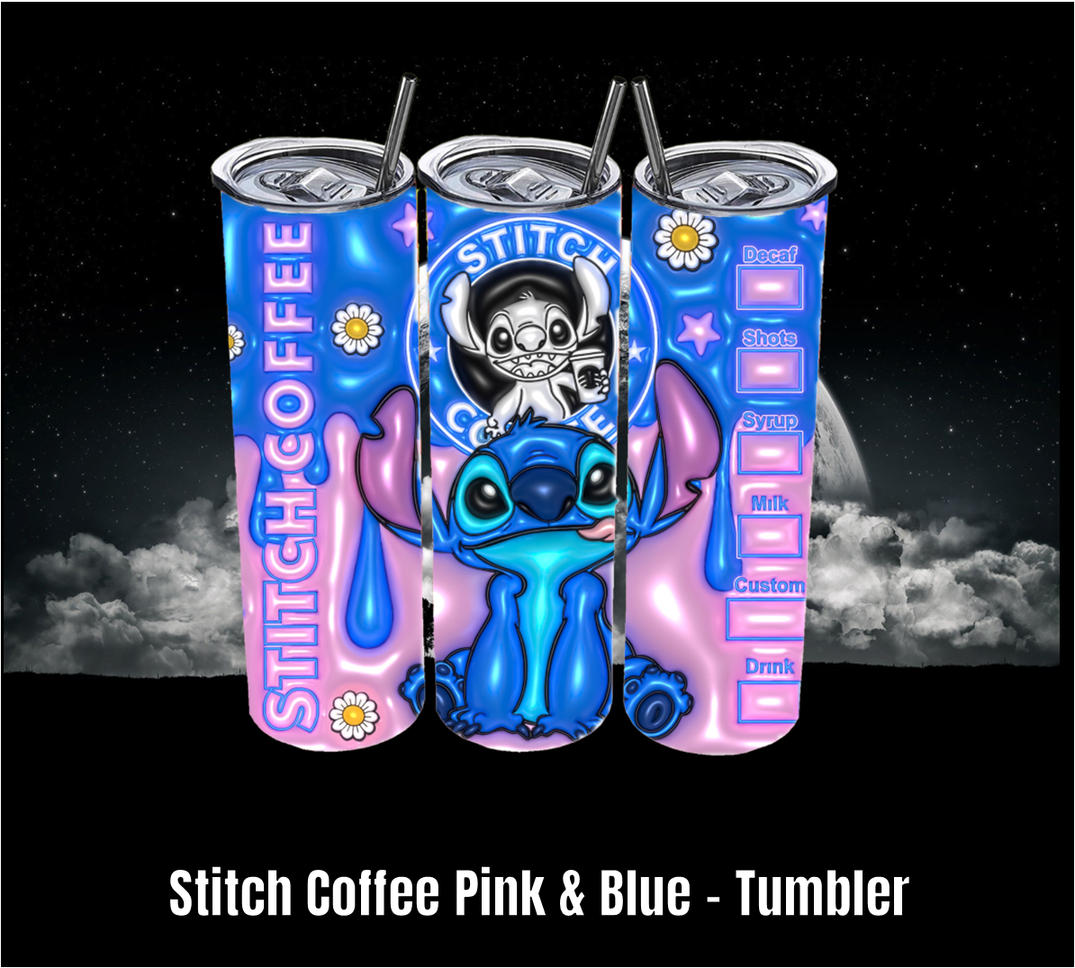 Stitch Coffee Pink & Blue - Tumbler