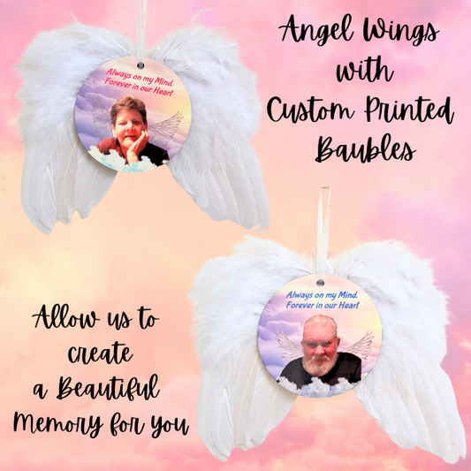 Angel Wings with Custom Printed Bauble