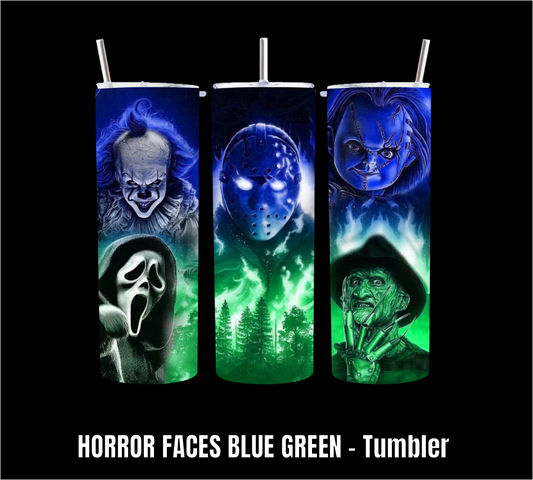 Horror Faces Blue Green - Tumbler