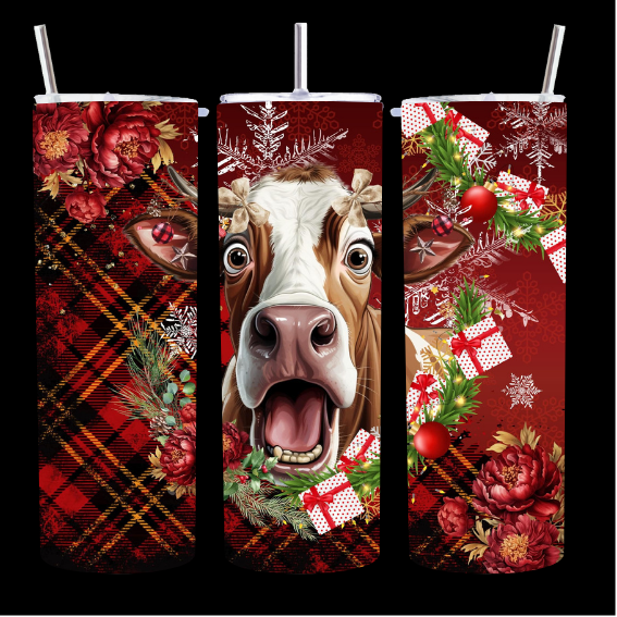 Suprised Cow Christmas - Tumbler