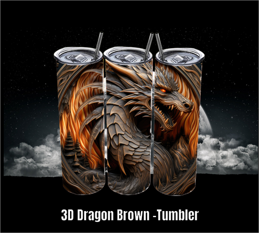 3D Dragon Brown - Tumbler