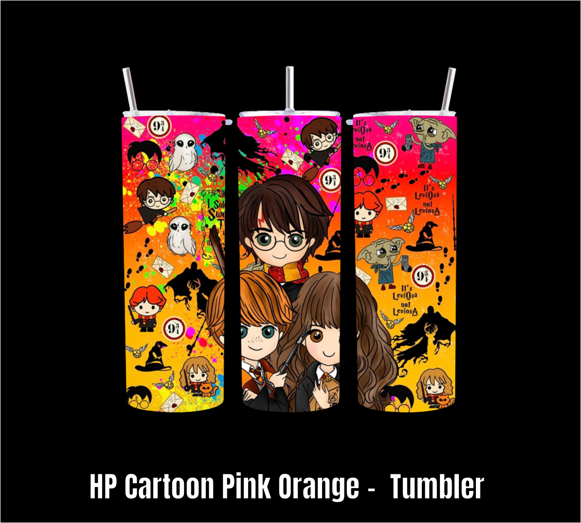 HP Cartoon Pink Orange - Tumbler