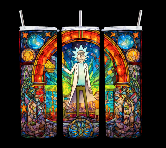 Rick Morty Stained Glass - Tumbler