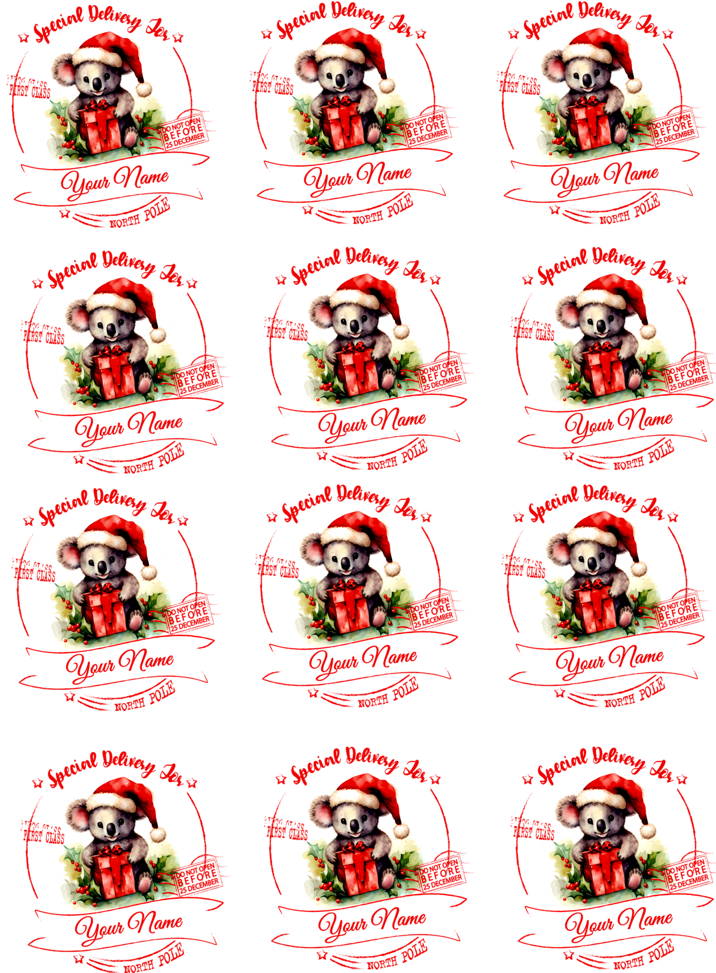 Personalised Christmas Present Stickers - 12 Pack
