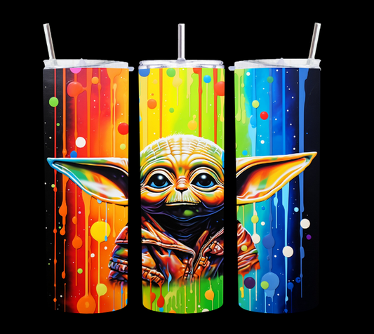 Rainbow Yoda - Tumbler