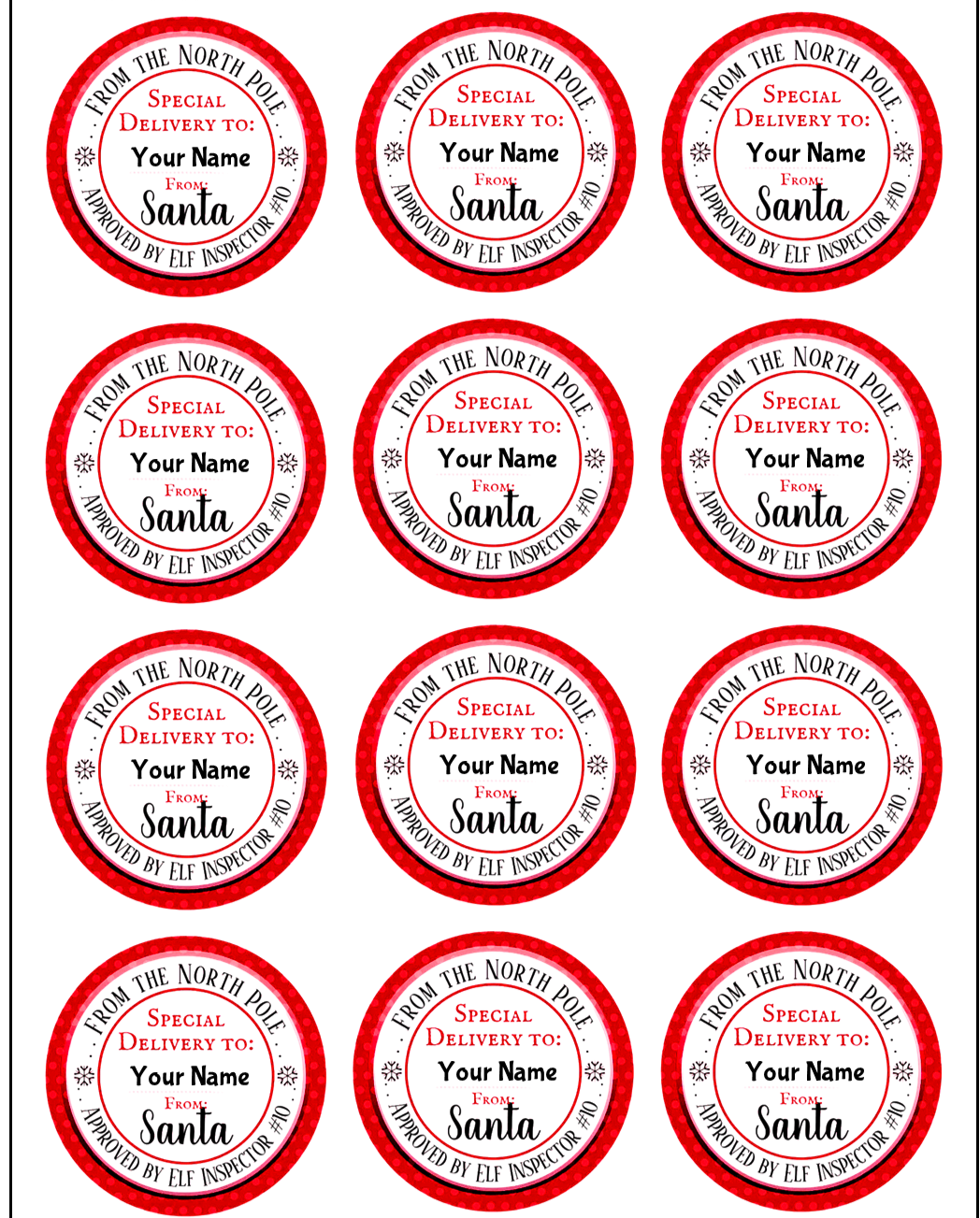 Personalised Christmas Present Stickers - 12 Pack