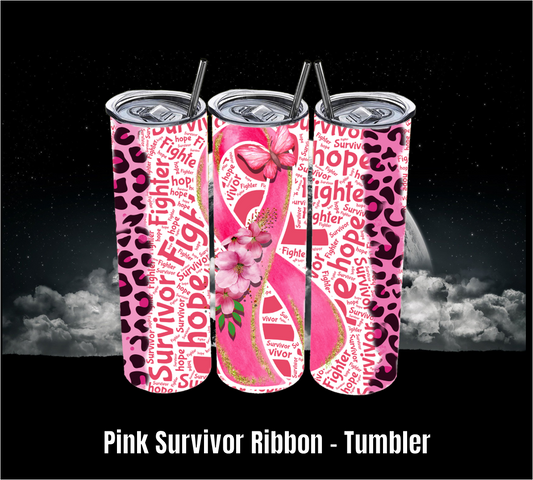 Pink Survivor Ribbon - Tumbler