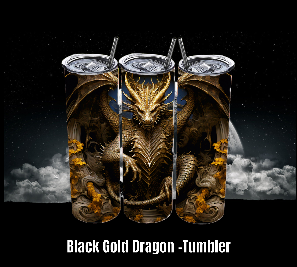 Black Gold Dragon - Tumbler