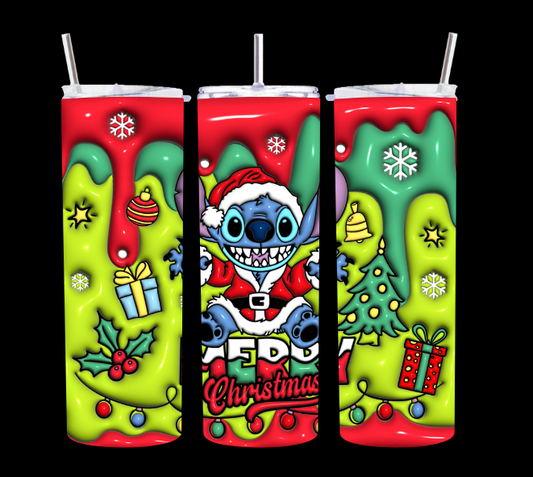 Stitch Santa Merry Christmas - Tumbler