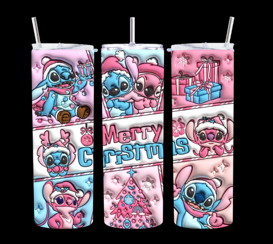 Stitch Christmas Pink Blue - Tumbler